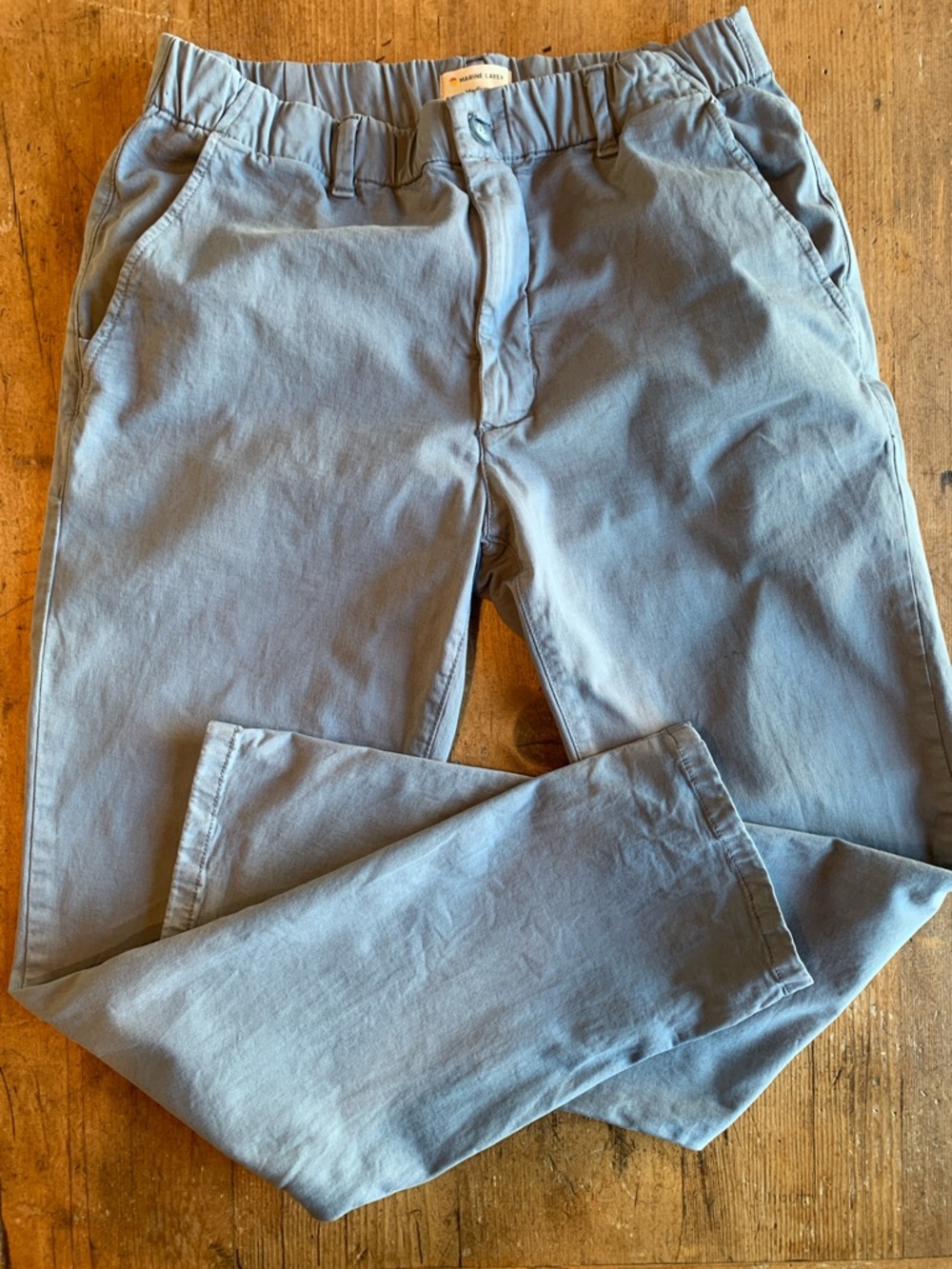 Marine Layer Organic Cotton Blue Elastic-Waist Chino Pants - Picture 16 of 16